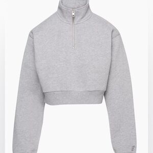 New Aritzia TNA Airy Perfect Grey Quarter-Zip Pullover French Terry Sweatshirt